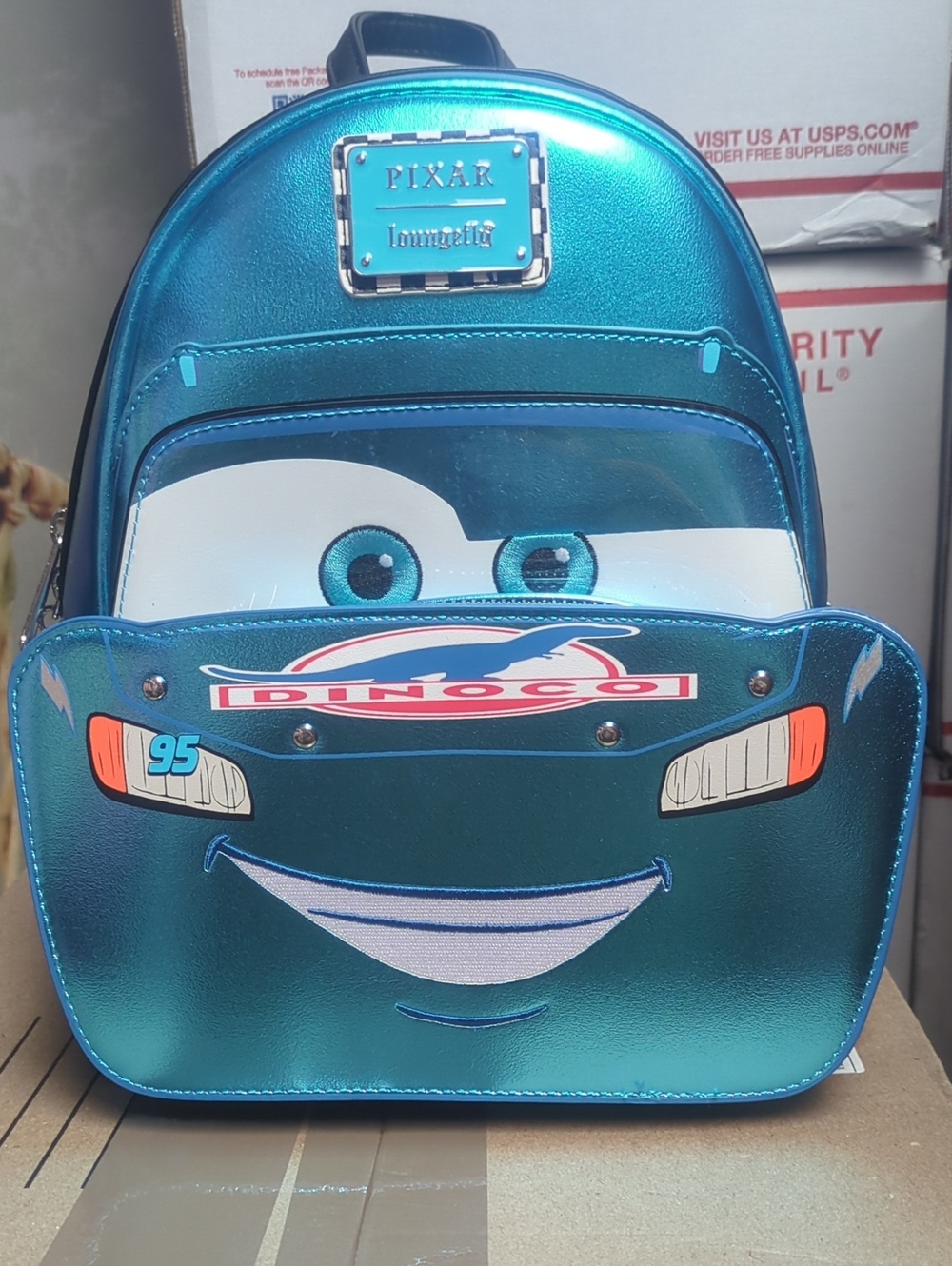 Loungefly Pixar Dinoco Teal Metallic Cars Backpack